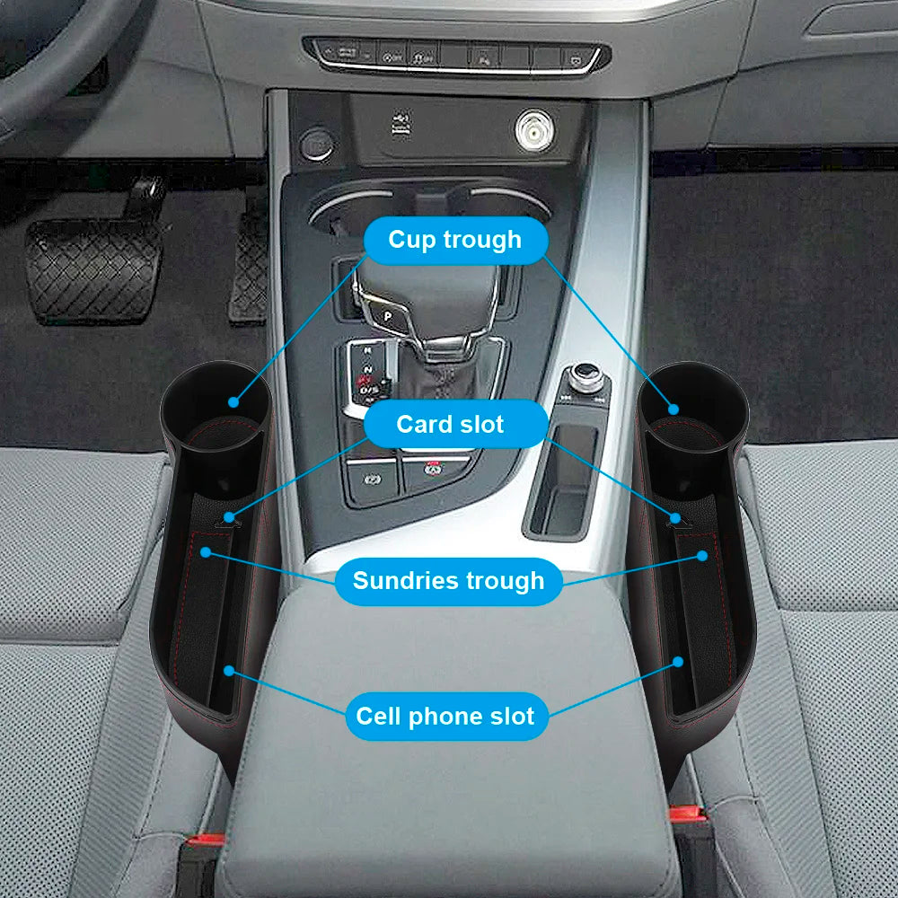 Car Organizer Leather Seat Gap Storage Box Slit Charging Hole