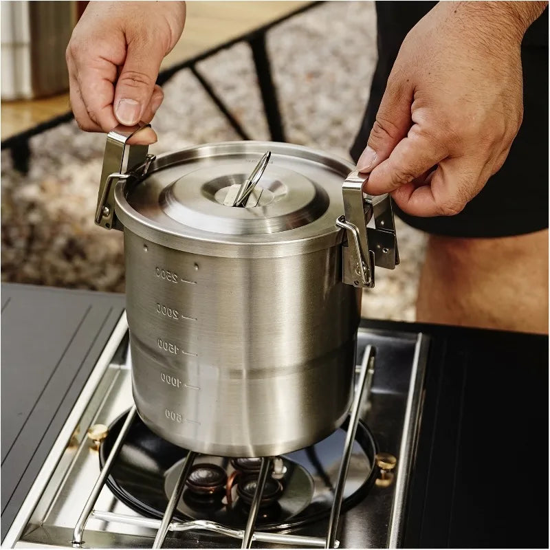 Outdoor 304 Stainless Steel Pot Camping Picnic Equipment Complete Set of Cooking Utensils Portable Hanging Pot Boiling Pot Zpaxo