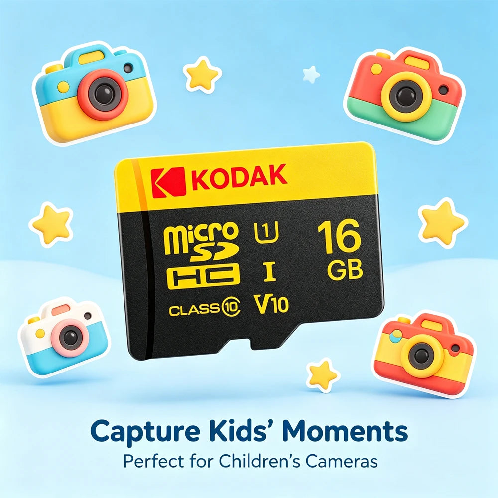 Kodak 16GB 32GB Micro SD Card Class 10 U1 V10 TF Card for Kids Camera Smart Toy Dash Cam CCTV Video Doorbell CCD Camera Zpaxo