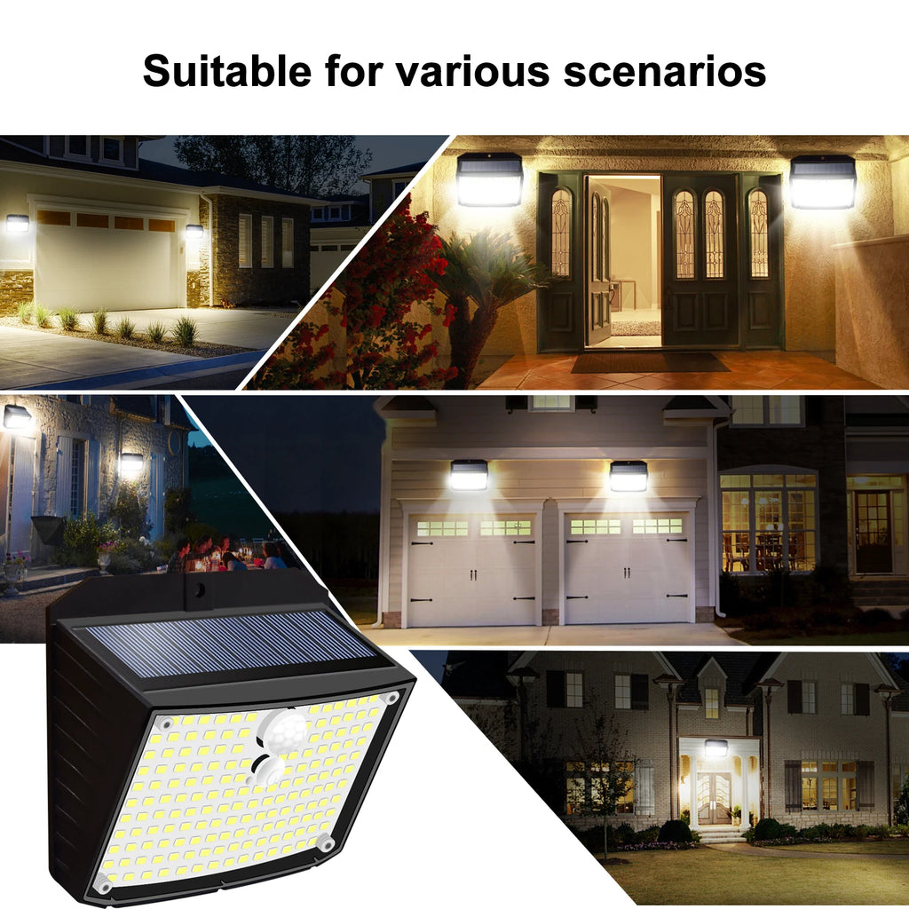 Solar Outdoor Light 158LED Motion Sensor Security Lights with 3 Modes IP65 Waterproof Solar Powered Wall Lights Outside for Yard Zpaxo