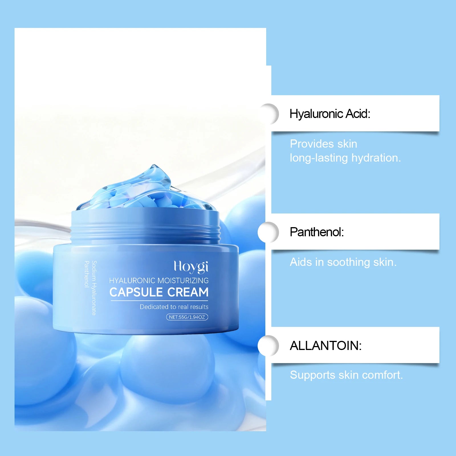 Hyaluronic Acid Moisturizing Capsule Cream Deep Hydration Skin Soothing Improves Texture Barrier Two-Component Moisturizer Zpaxo