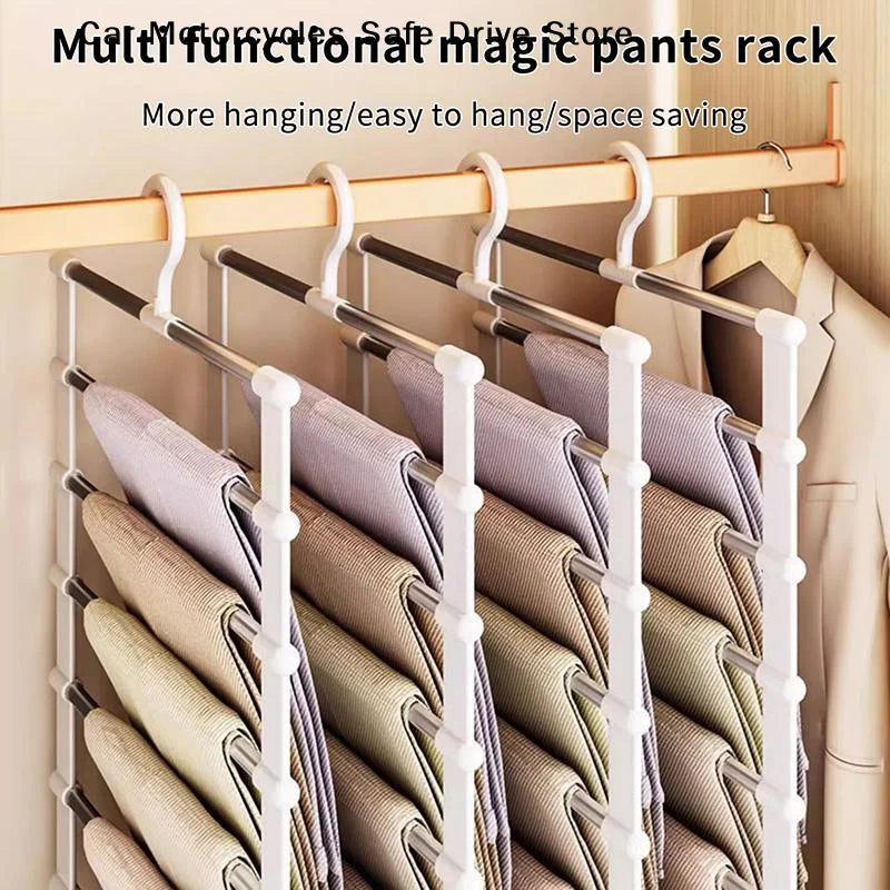 CMFoldable Multi-tier Trouser Rack Wardrobe Storage Organizer Space