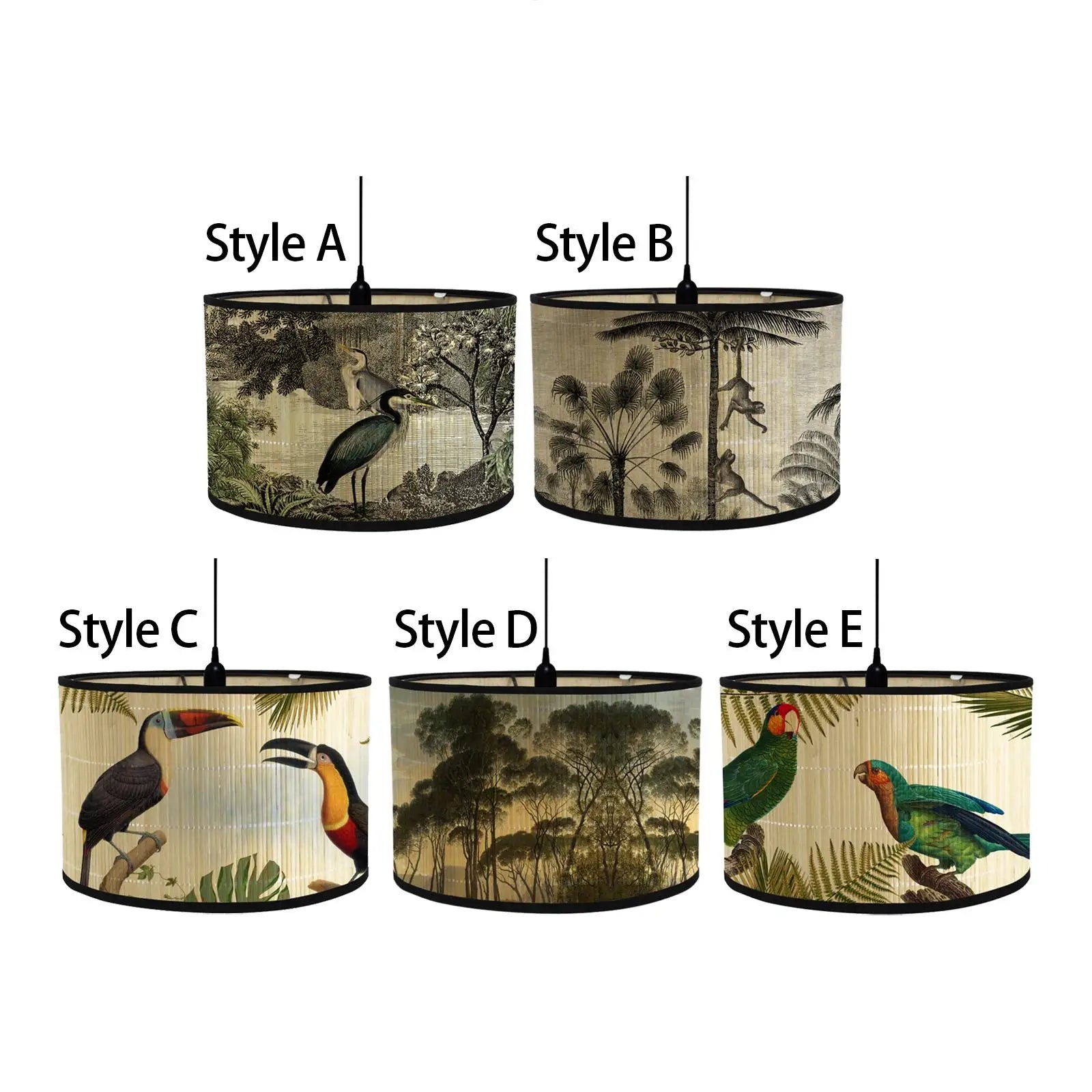 Drum Print Lamp Shade Light Cover 11 8x11 8x8 Inch E27 Bamboo Zpaxo Style C