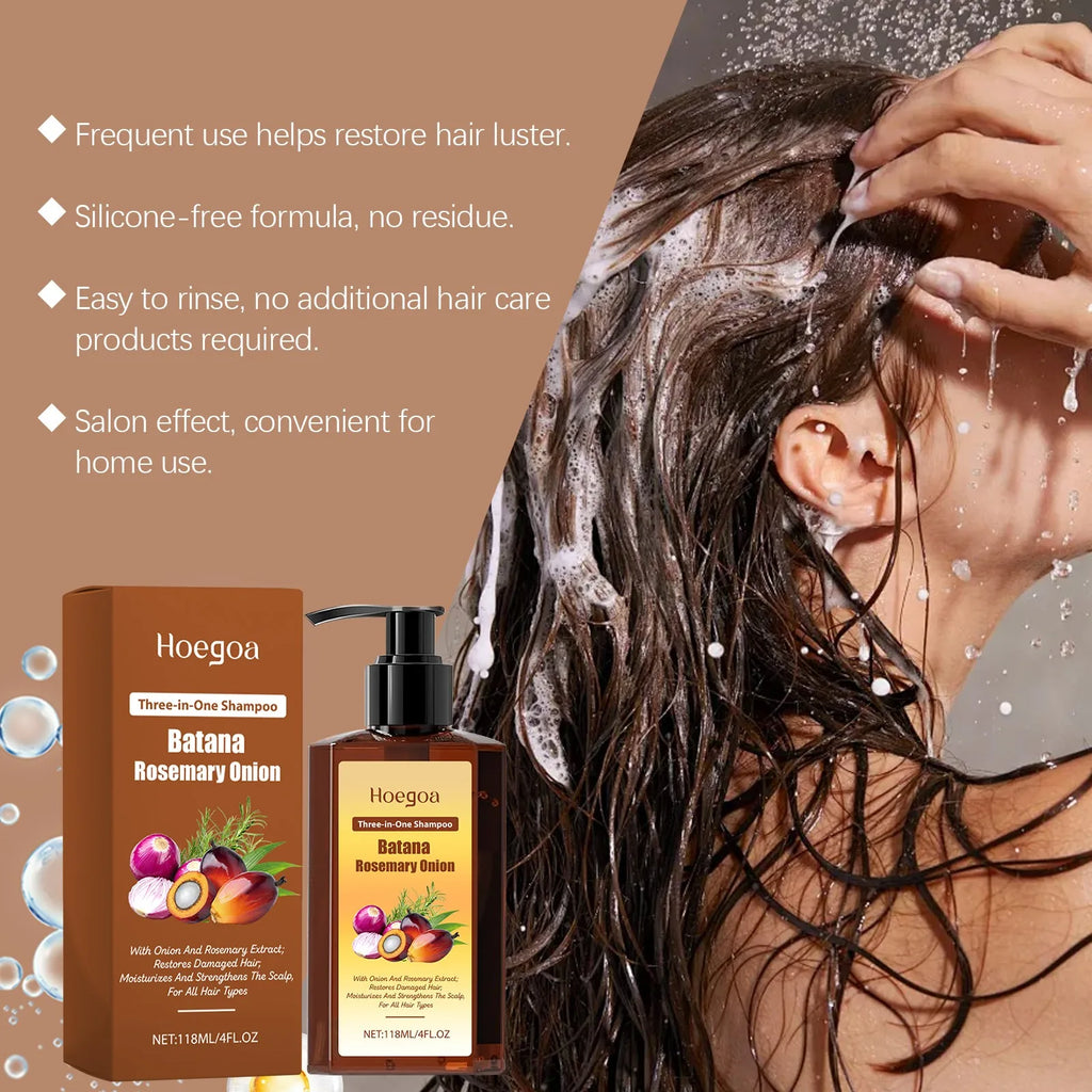 3 In 1 Batana Rosemary Onion Shampoo Deep Nourishing Scalp Remove Dandruff Long Lasting Scent Hair Scalp Cleaning Care Lotion Zpaxo