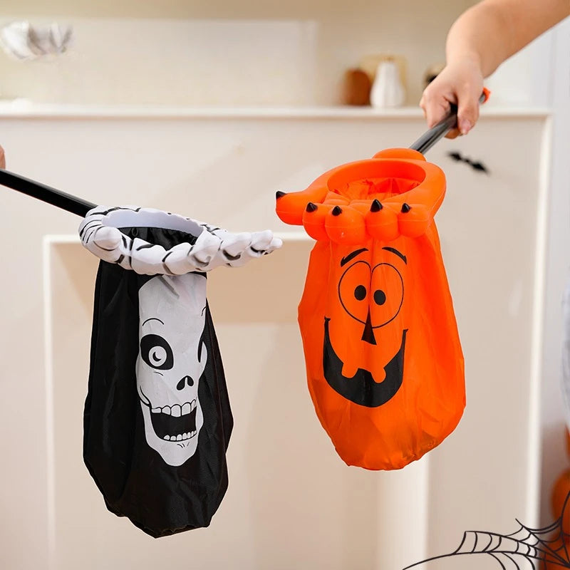 Spooky Halloween Candy Bags Skeleton Hand Pumpkin Shaped Pouches