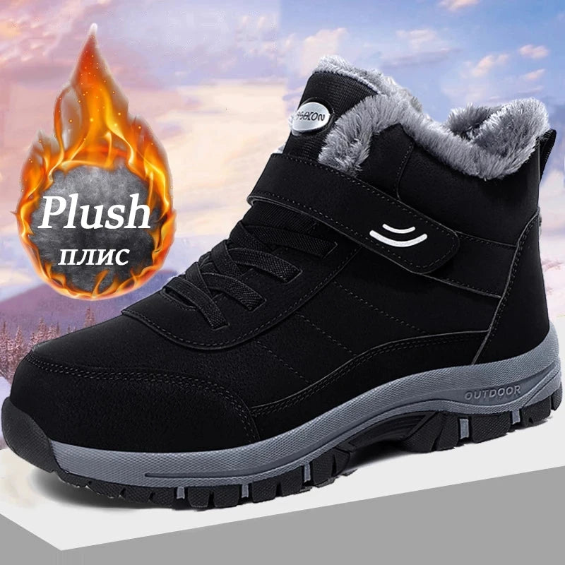 Leather Boots Men Women Shoes Waterproof Boot Man Plush Keep Warm Zpaxo