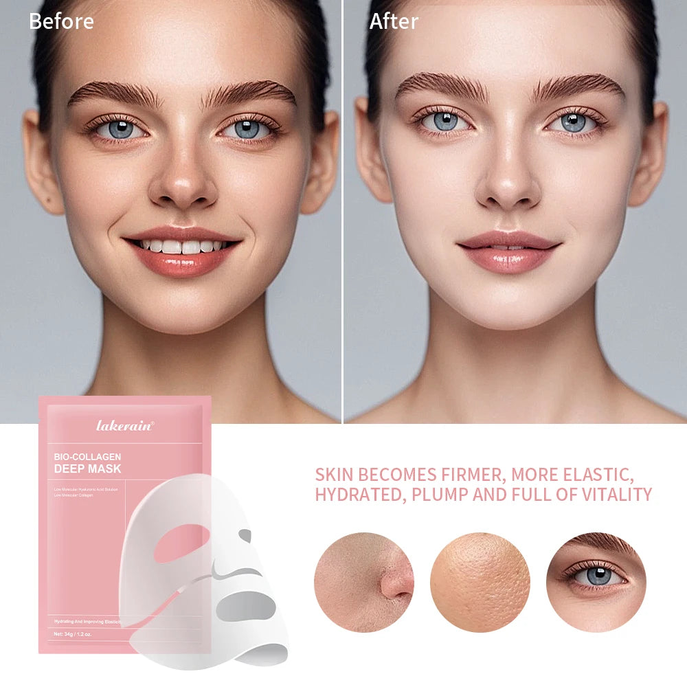 12pcs Bio-Collagen Real Deep Mask Elasticity Improvement Brighten Skin Pore Minimizing Firming Radiance Anti-Aging Skincare Zpaxo
