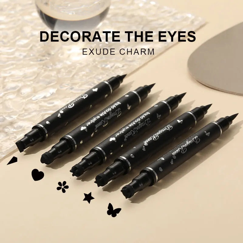 Set of Five Double-Ended Eyeliner Pens, Gel Eyeliner Stamp Pens, Smooth and Colorful, Quick-Drying, Long-Lasting, Smudge-Proof, Natural-Looking, Waterproof and Sweat-Proof Eyeliner Pens Zpaxo