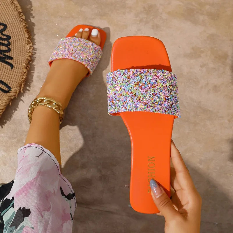 Women Slippers 2025 Fashion Sandals Lightweight Beach Shoes Trend Zpaxo Orange 38