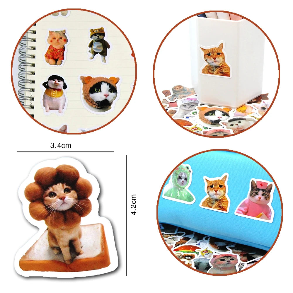 10-100Pcs Funny Cat Stickers DIY Scrapbooking School Supplies Children Stationery Decoration For DIY Decoration Gifts Kit Set Zpaxo