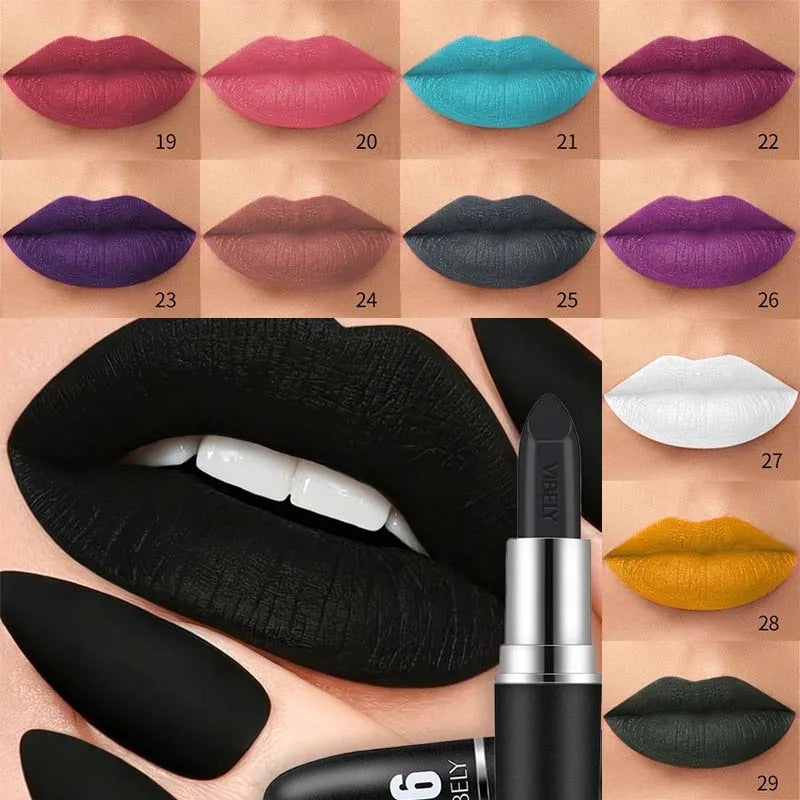 Sexy Velvet Matte Lipstick Waterproof Long-lasting Black Nude Red Lip