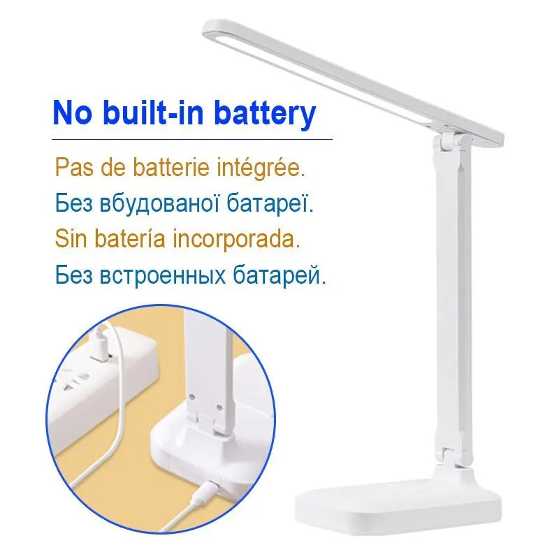 LED Foldable Desk Lamp 3 Stepless Dimming Touch Controls Eye-care Zpaxo