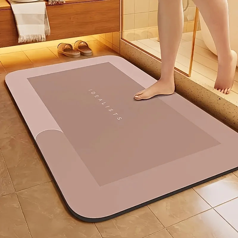 Highly Absorbent Non Slip Bathroom Mat Quick Drying Diatomaceous Zpaxo pink 400MMx600MM