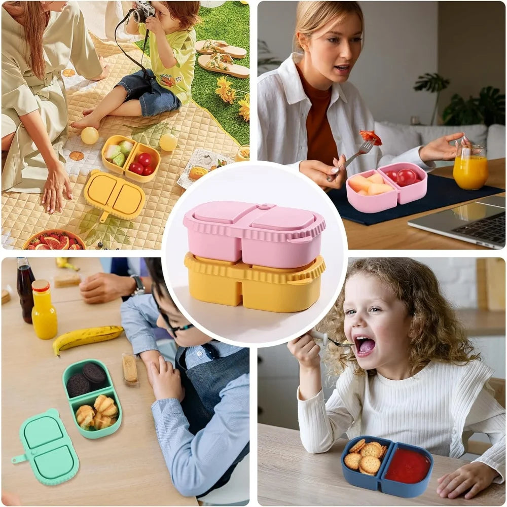Premium Silicone Reusable Snack Containers Double Compartment Snackle Zpaxo