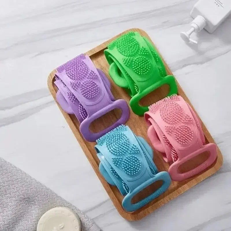 Body Sponge Silicone Back Brushes Bath Towels Scrubber Rubbing Back Peeling Massage Shower Belt Extended Skin Clean Brushes Zpaxo
