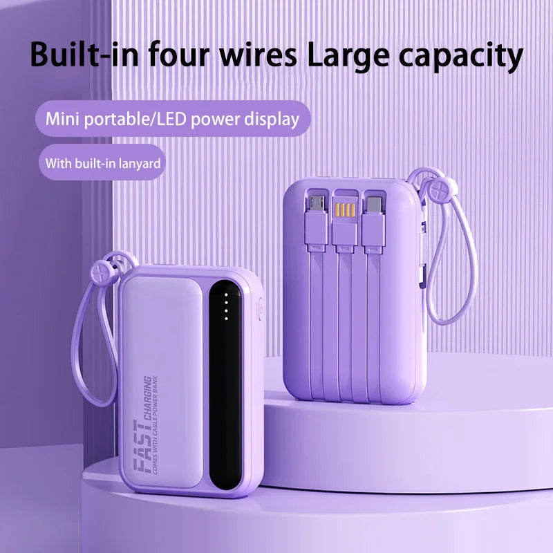 500000mAh 120W Power Bank Large Capacity 4 In1 Cables Intelligent Digital Display Light Portable Powerbank For iPhone Huawei New Zpaxo