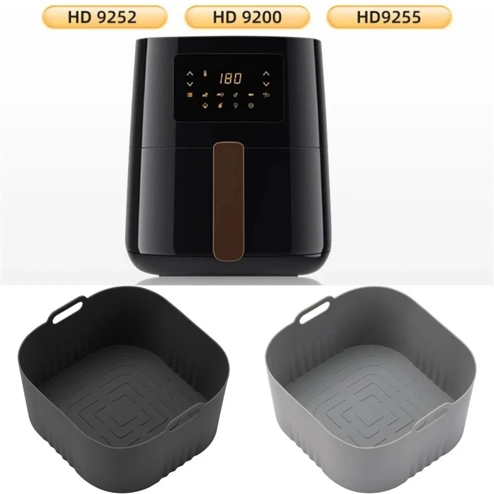 Reusable Square Air Fryer Silicone Baking Tray Bread Pan Mat Cake Zpaxo