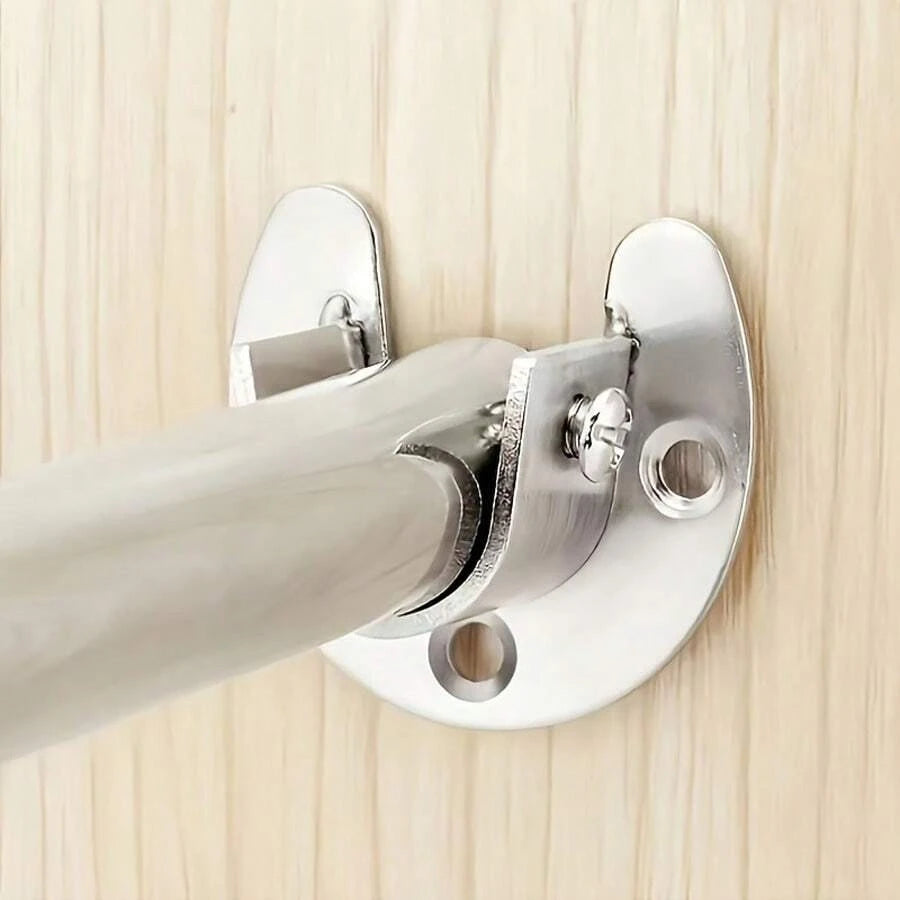 2Pcs Heavy Duty Stainless Steel Rod Socket Flange Rod Holder Pole Sockets Wardrobe Hanger Rod End Supports with Screws Zpaxo