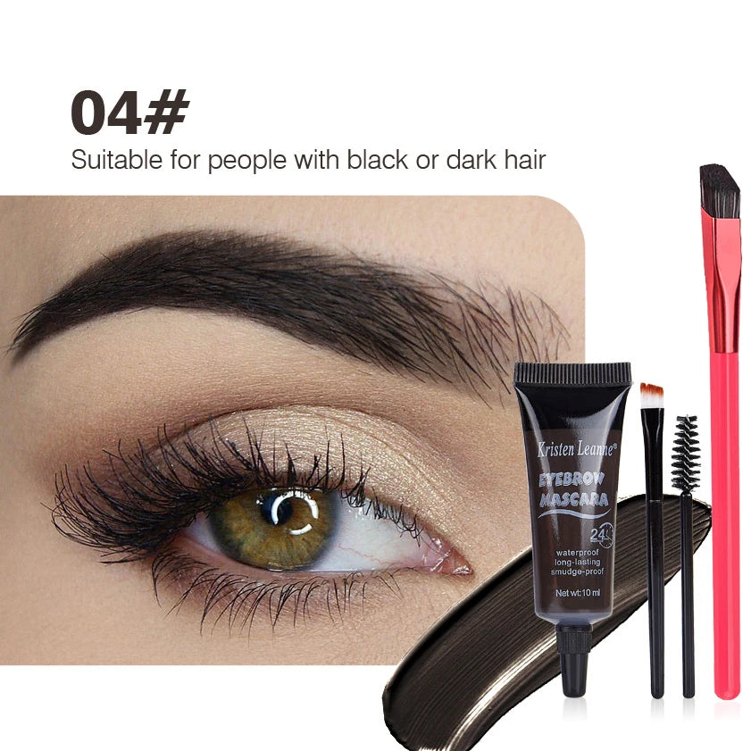 4 Colors Natural Liquid Dyeing Eyebrow Cream Professional Waterproof Zpaxo 04and2Brushes