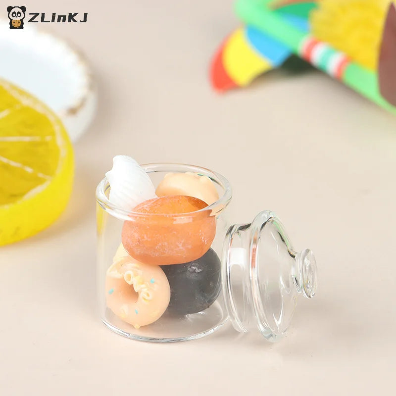 ▶High borosilicate mini glass candy jar food play doll house accessories Zpaxo