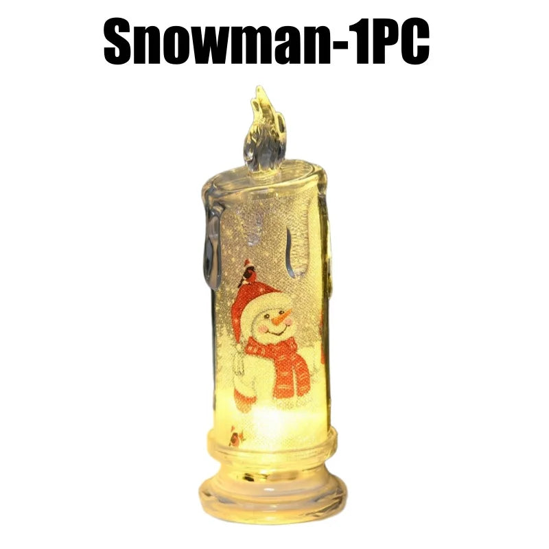 Festive Flameless Pillar Candles Battery Powered LED Christmas Lights Zpaxo Snowman-1PC