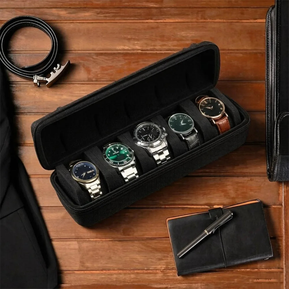 5 Slots Portable Travel Case Watches Featuring Large-capacity Hard