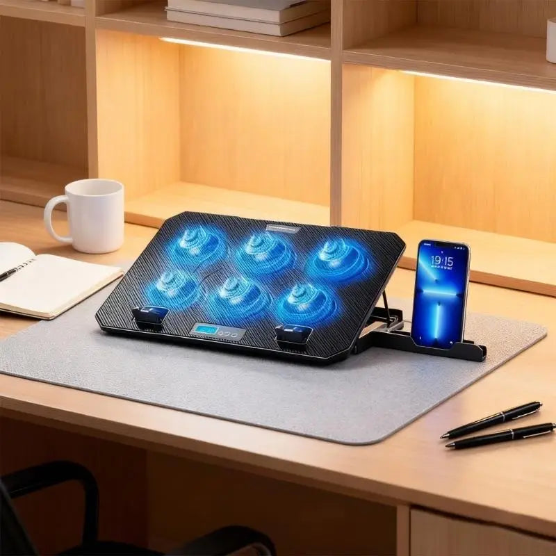 652F Foldable Cooling Pad Laptop 6 Quiet Fan Stand 2 USB Port Phone Zpaxo