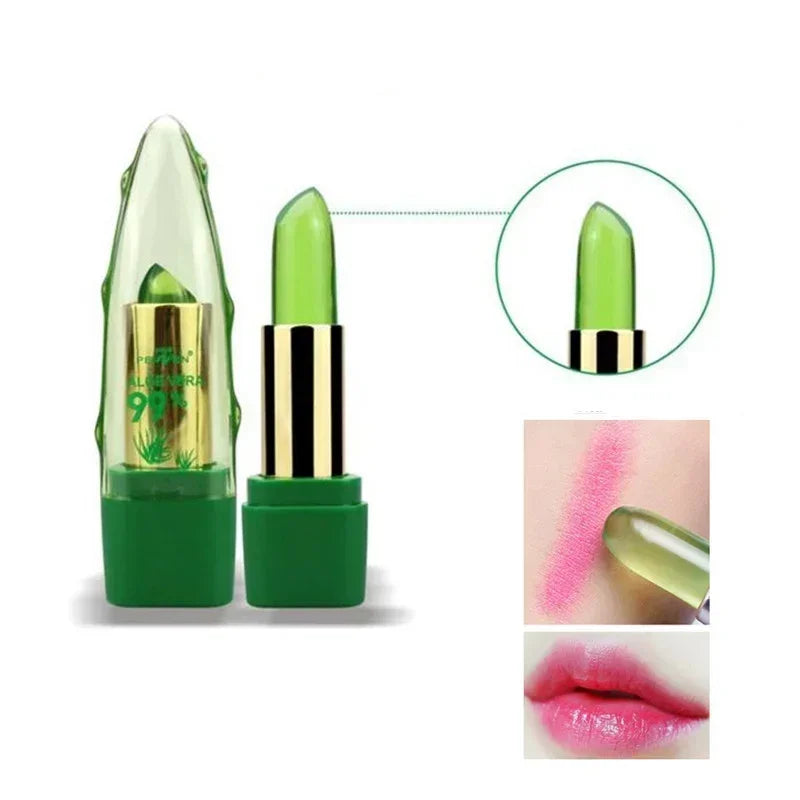 Aloe Vera Lipstick Batom Natural Temperature Change Jelly Lip Stick