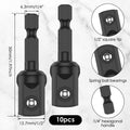 20/10pcs Impact Adapter 1/2 inch 3/8 Inch Square Socket Bit Adapter Hex Impact Socket for Drills Extension Accessory Driver Bits Zpaxo A 10pcs 50mm