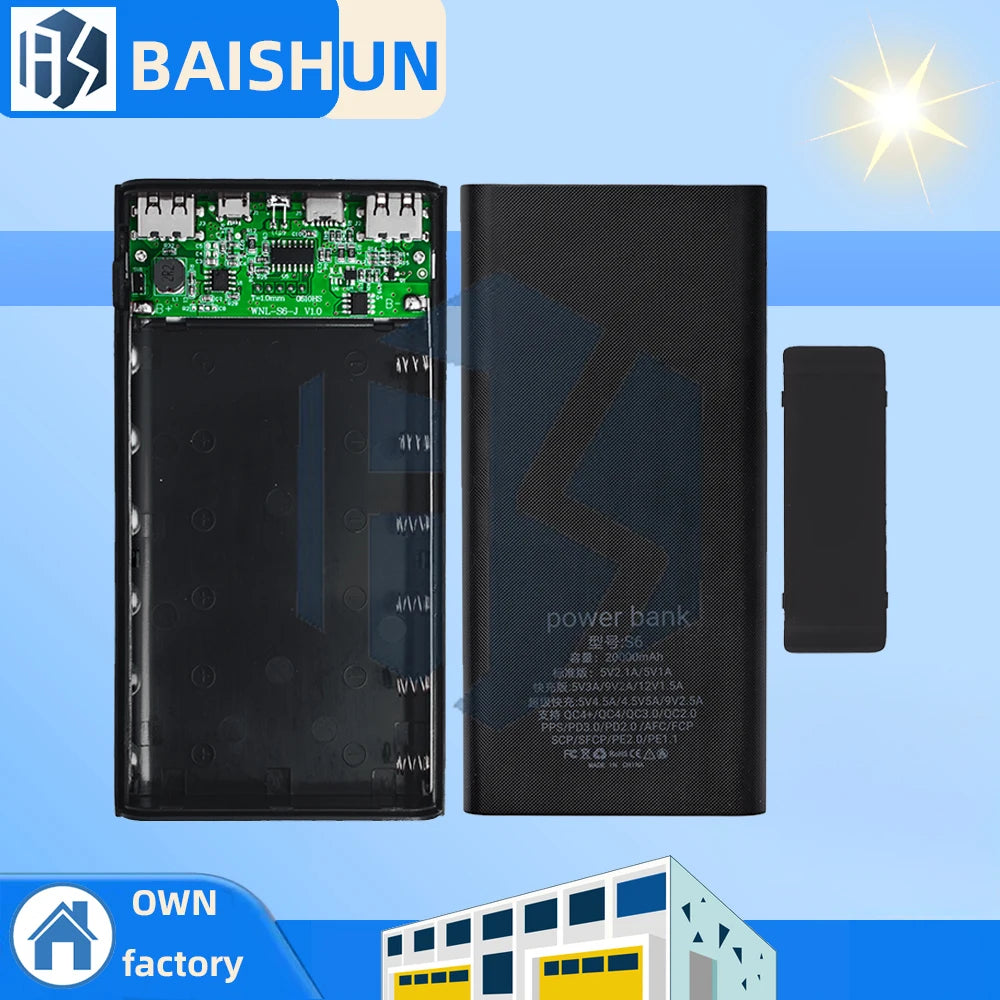 6-Slot 18650 Battery Storage Box, Type-C Micro USB 5V DIY Power Bank Charging Holder Case Zpaxo Default Title
