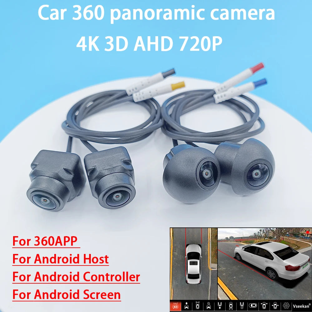 Car 360 Panoramic Camera 3D AHD 720P Android Screen 360APP 4K HD