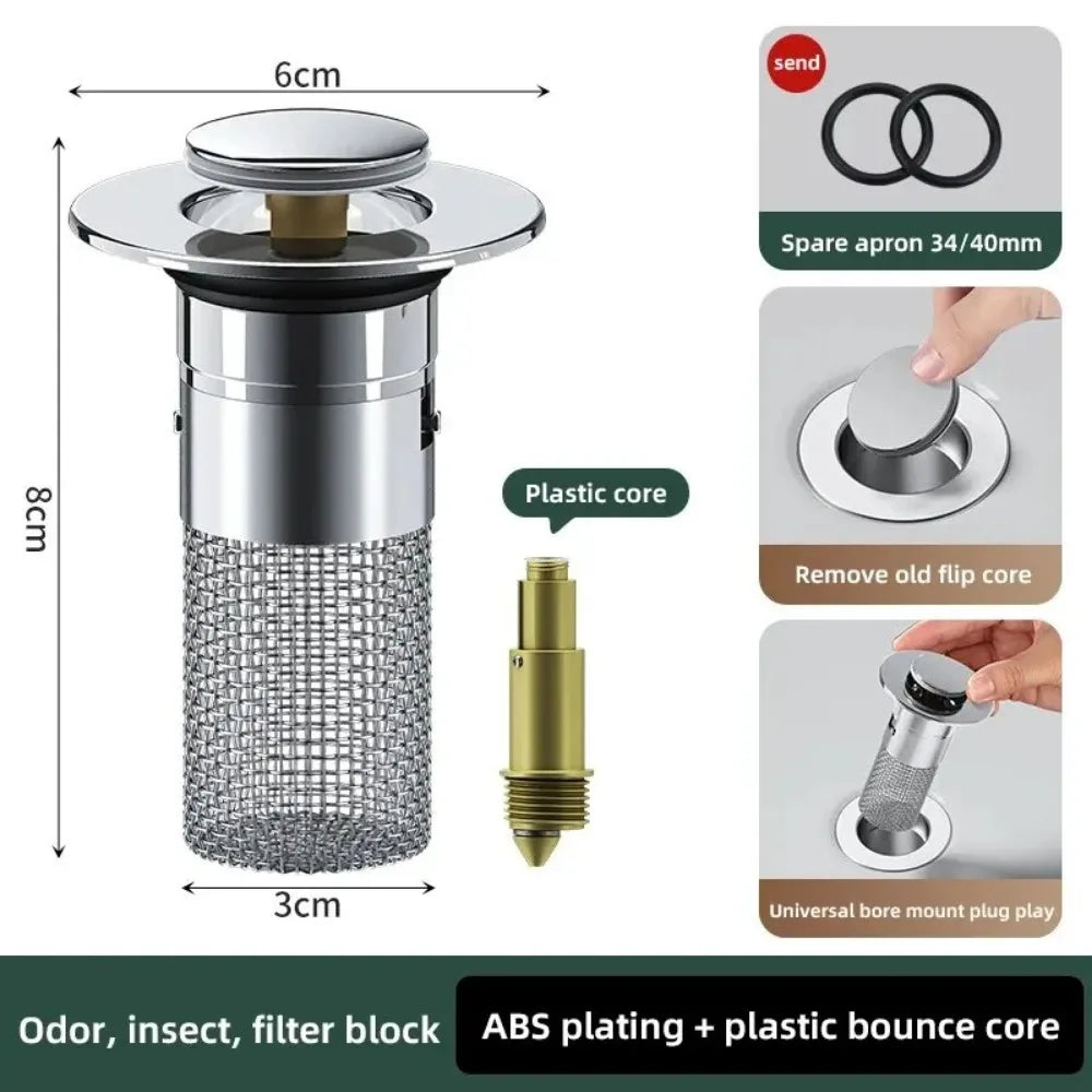 Stainless Steel Press-Type Sink Drain Plug – Universal Fit
