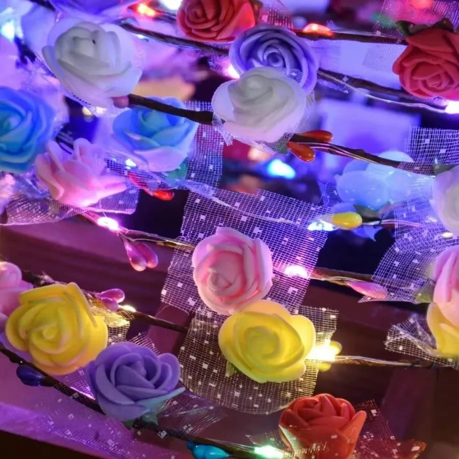 LED Flower Wreath Headband Multicolor Light Up Lighted Head Band Glow