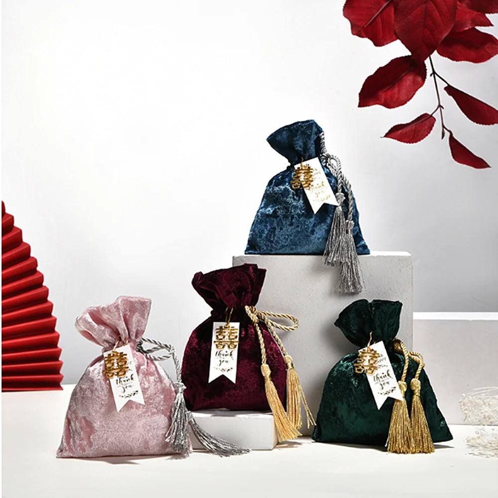 Velvet Drawstring Tassel Gift Bags – Wedding & Party Pouches Velvet Gift Pouch Zpaxo