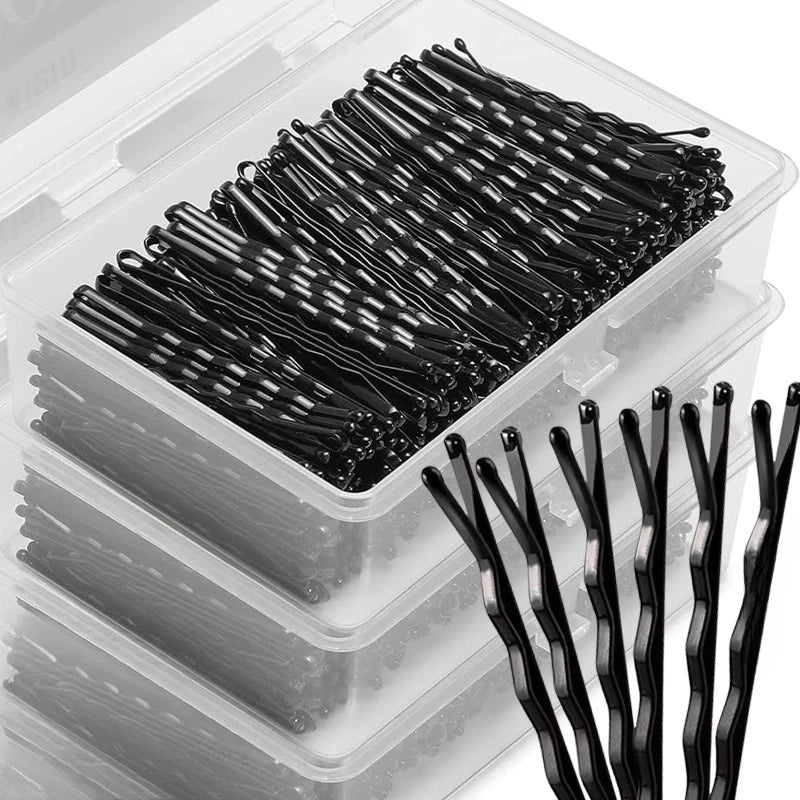 50- Black Pins Non-slip Hairpins Women Durable Metal Straight Line