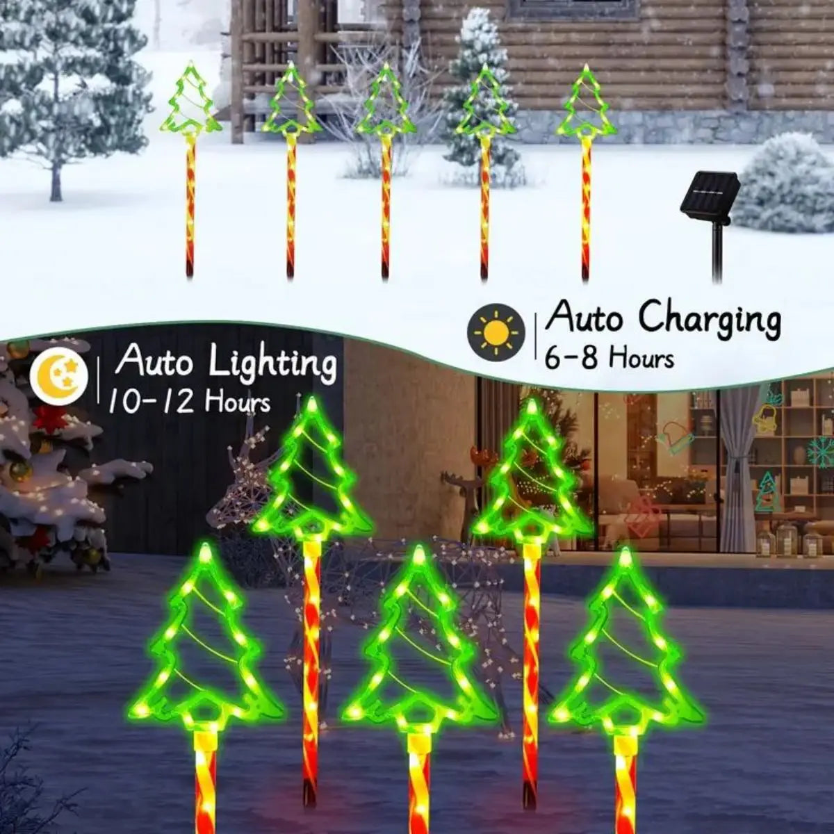 Solar Candy Christmas Tree Ground Installation Decorative Lights Zpaxo