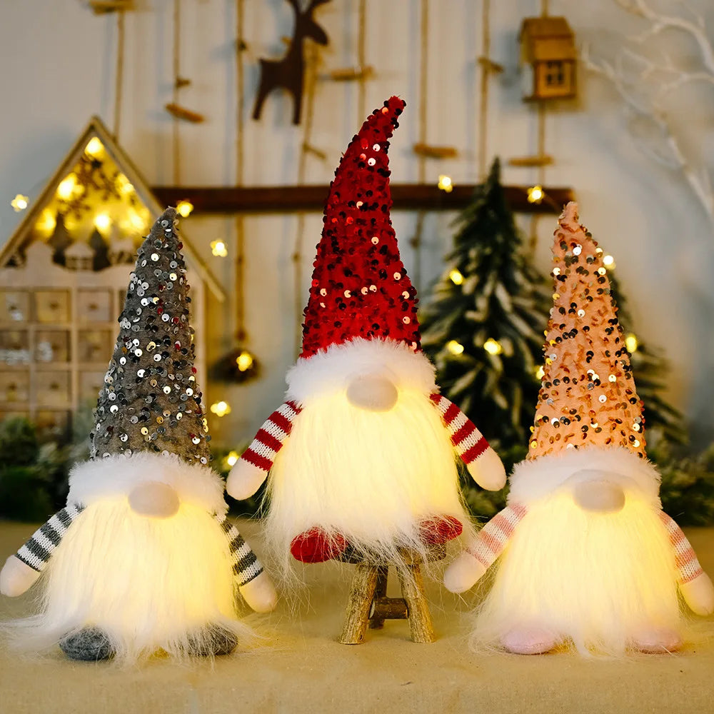 Glowing Christmas Gnome Faceless Doll – Festive Home Décor