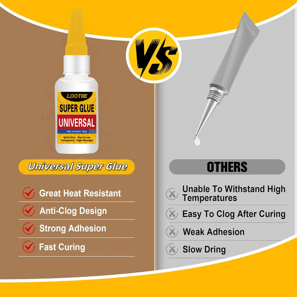 50g (1.76oz) Multi-Purpose Super Glue - Transparent Strong Adhesive for Plastic, Wood, Metal, Crafts & Repairs, Instant Bond, Fa Zpaxo