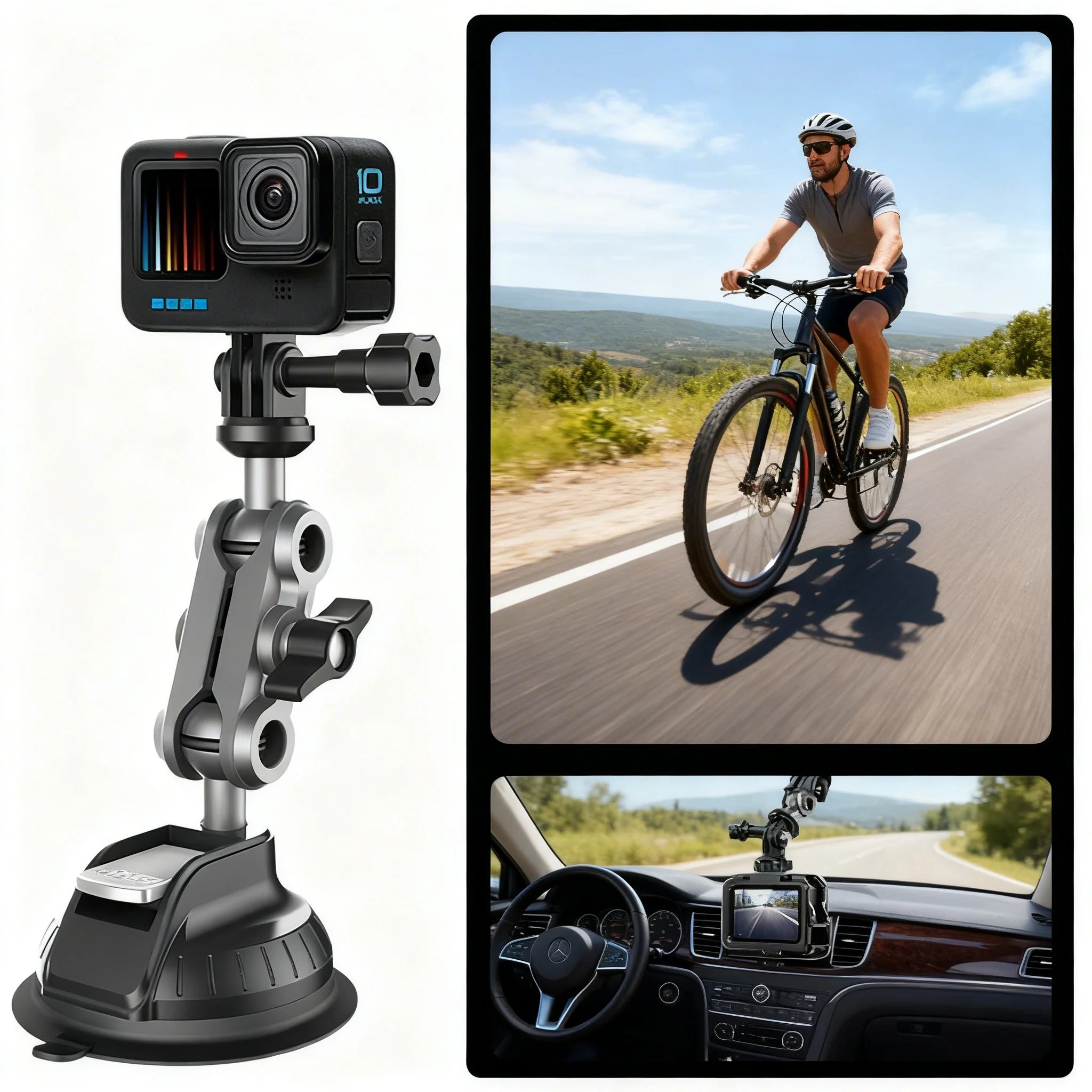 Suction Cup Car Mount for Insta360 X4 X3 GoPro 12 11 10 9 Action Camera Mount Zpaxo