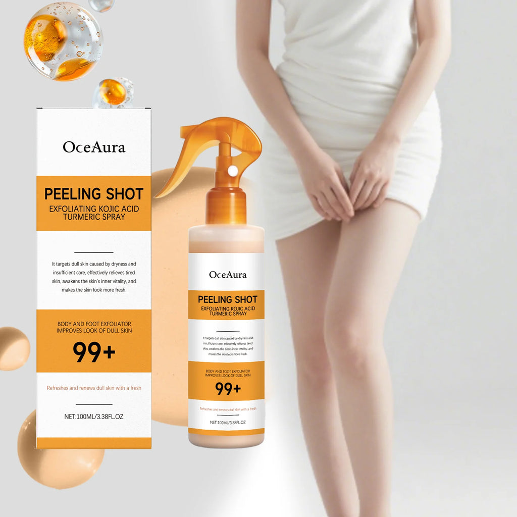 Kojic Acid & Turmeric Body Exfoliating Spray Brightening Dark Spots & Smoothing Rough Skin Gentle Chemical Peel for Back Chest Zpaxo