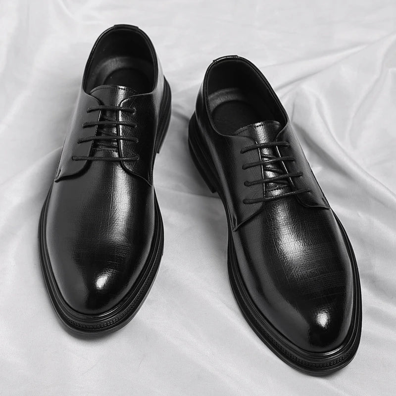 Mens Black Vintage Leather Lace Up Formal Business Office Groom Zpaxo