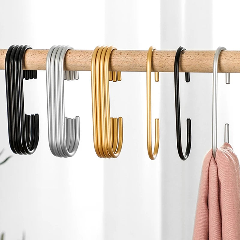 5Pcs Gold/Silver C-Shape Hooks For Closet Multi-functional Hanging Metal Hook For Clothes Bags Hats,closet Organizer System Zpaxo