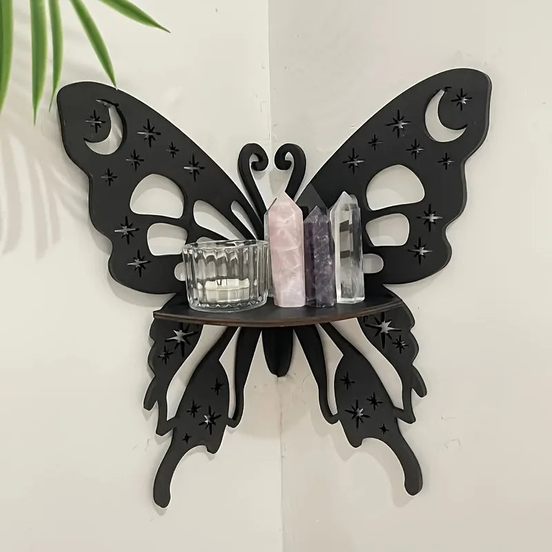 Butterfly Wall Decoration Hanging Wooden Skeleton Candle Holder Shelf