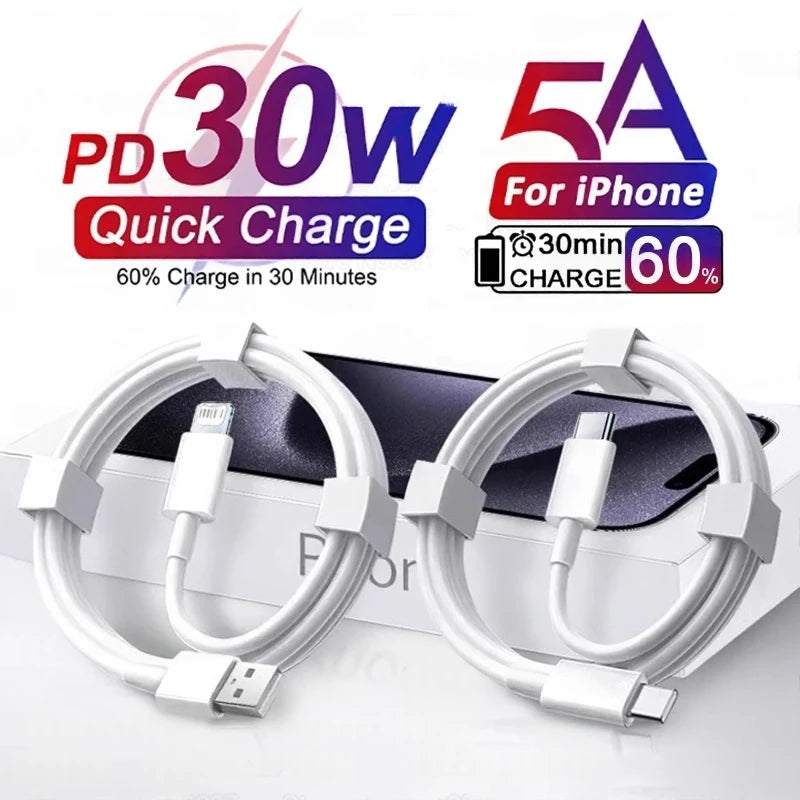 PD 30W USB Cable Apple Iphone 15 14 13 12 11 Max 7 8 XS X XR Fast