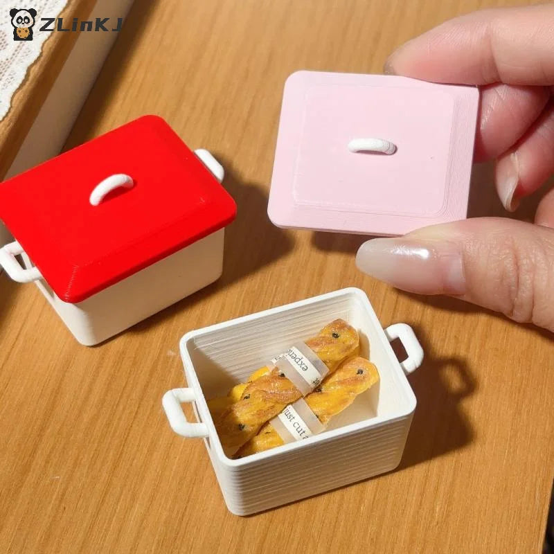 ▶1Pcs 1/12 Dollhouse Miniature Pancake Box Plate Model With Lid Kitchen Accessories For Doll House Decor Kids Toys Gift Zpaxo