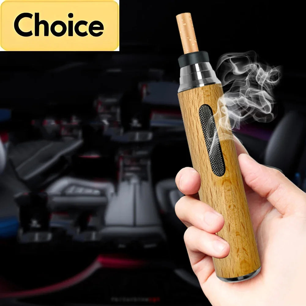 Portable Car Ashtray Mini Car Ashtray Anti Soot-flying Cigarette Cover Anti-ash Luxury Wood Cigarette Holder for Smoking Gift Zpaxo