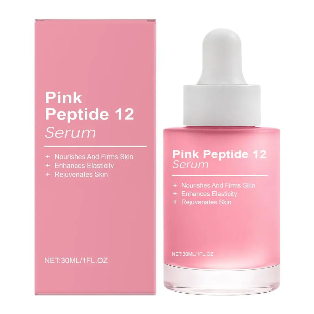Pink Peptide 12 Glow Facial Serum Firming Brightening Hydrating Enhance Elasticity Rejuvenating Soothing Tightening Facial Serum Zpaxo 1pcs