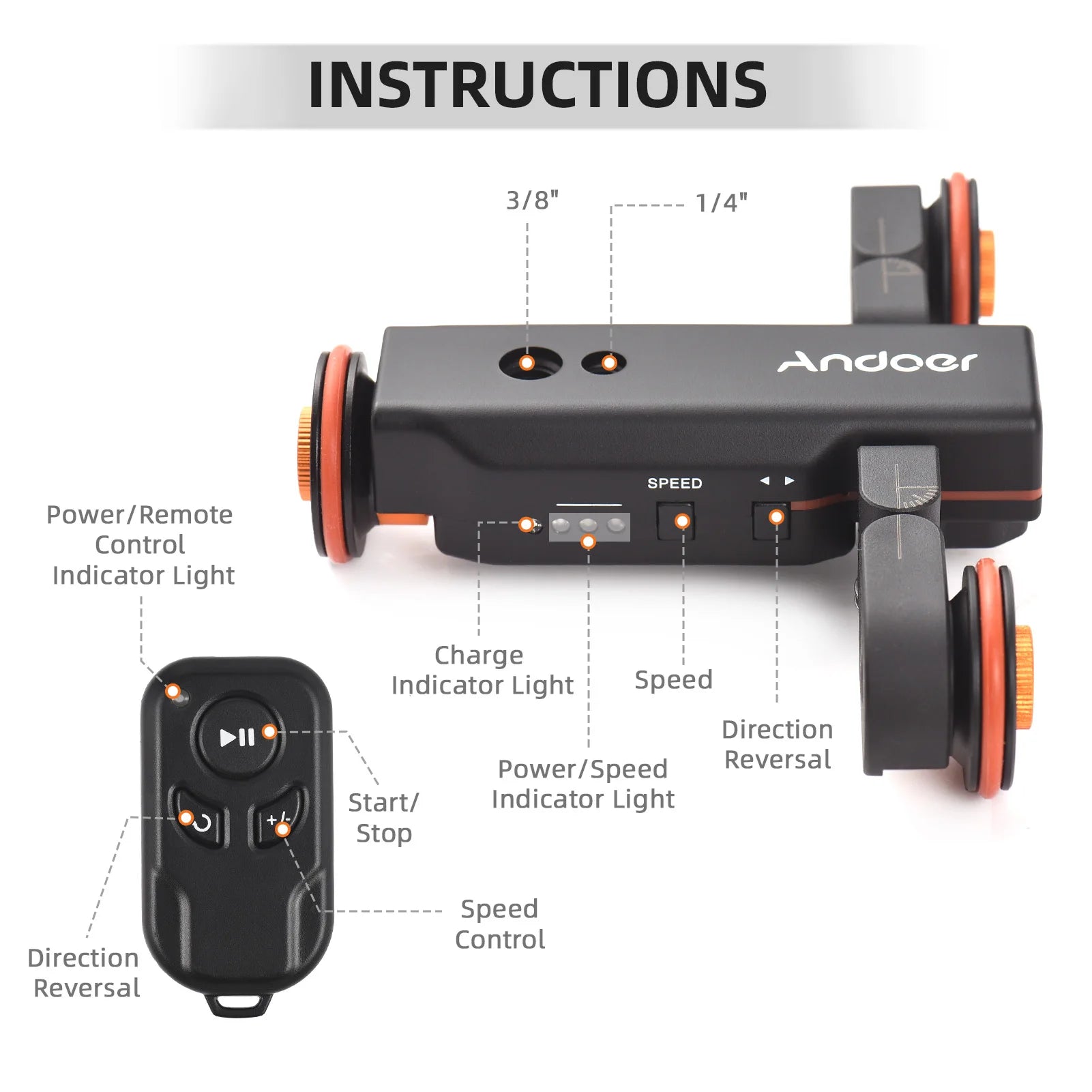 Motorized Camera Video Trolley Scale Indication Slider Skater 3
