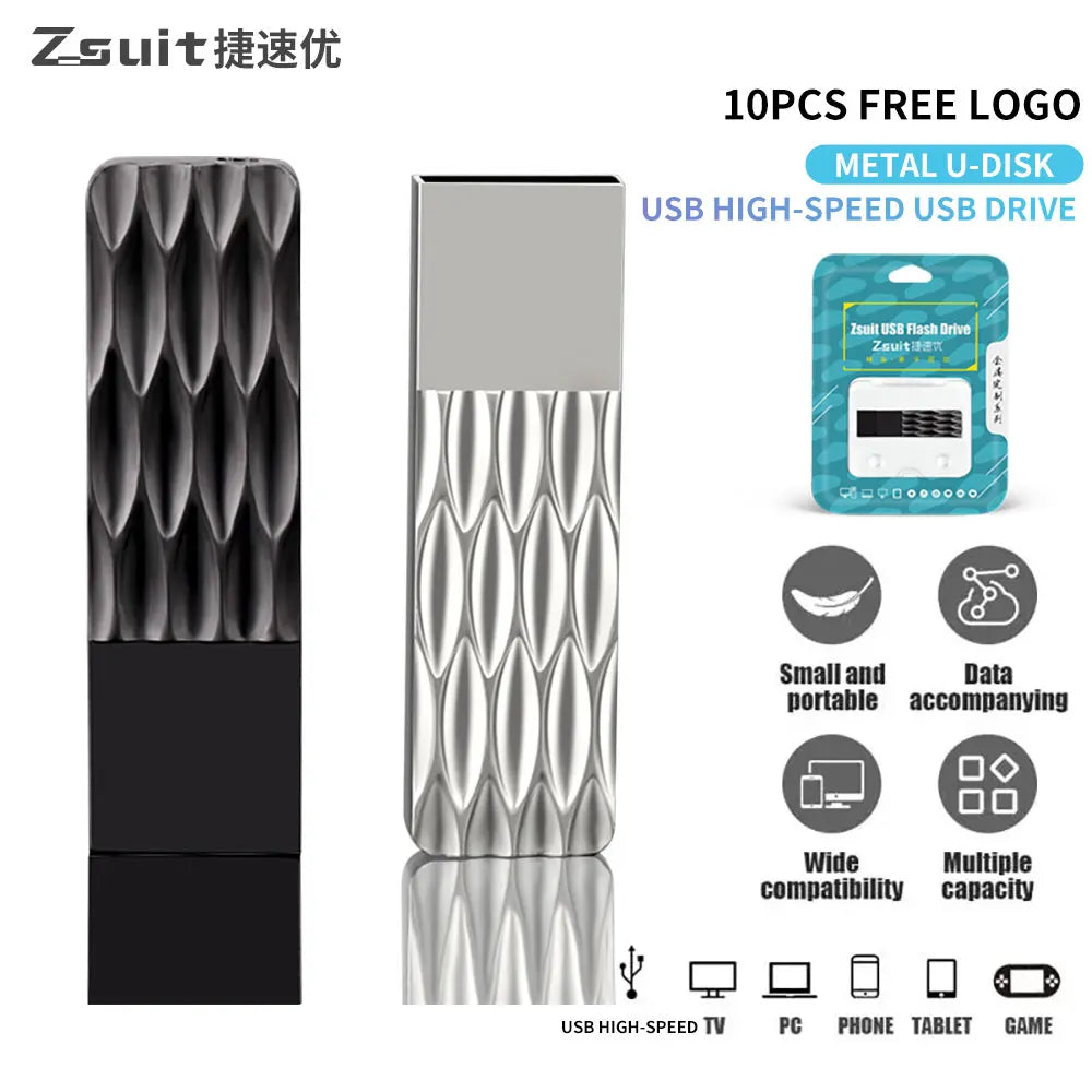 Zsuit 10Pcs Customized Logo Metal USB 3.0 Pendrive 32gb 8GB Flash U disk 16G Usb Flash Pen Drive 64gb 128gb Memory Stick USB 2.0 Zpaxo