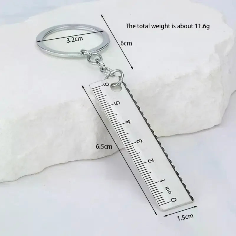 Stainless Steel Mini Ruler With Keychain - Measuring Tool For Office And School Supplies (Anti-loss Measuring Ruler) Zpaxo